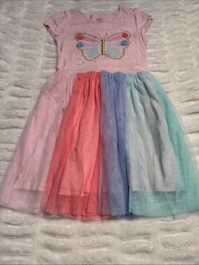 Girls' Carter’s Kid Pink Butterfly Tulle Dress - Multi-Color Skirt